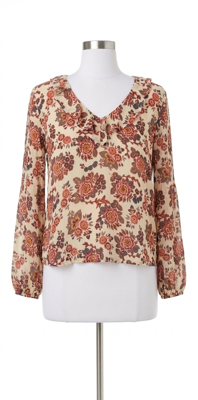 NEW PAIGE serene silk blouse in ecru multi